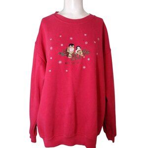 Northern Reflections Embroidered Chickadee Sweatshirt Size 1X Bird Vintage READ
